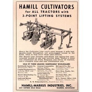 Hamill-Markus Industries Inc. Hamill Cultivators Warren MI 1957 Ad SAI2-H12